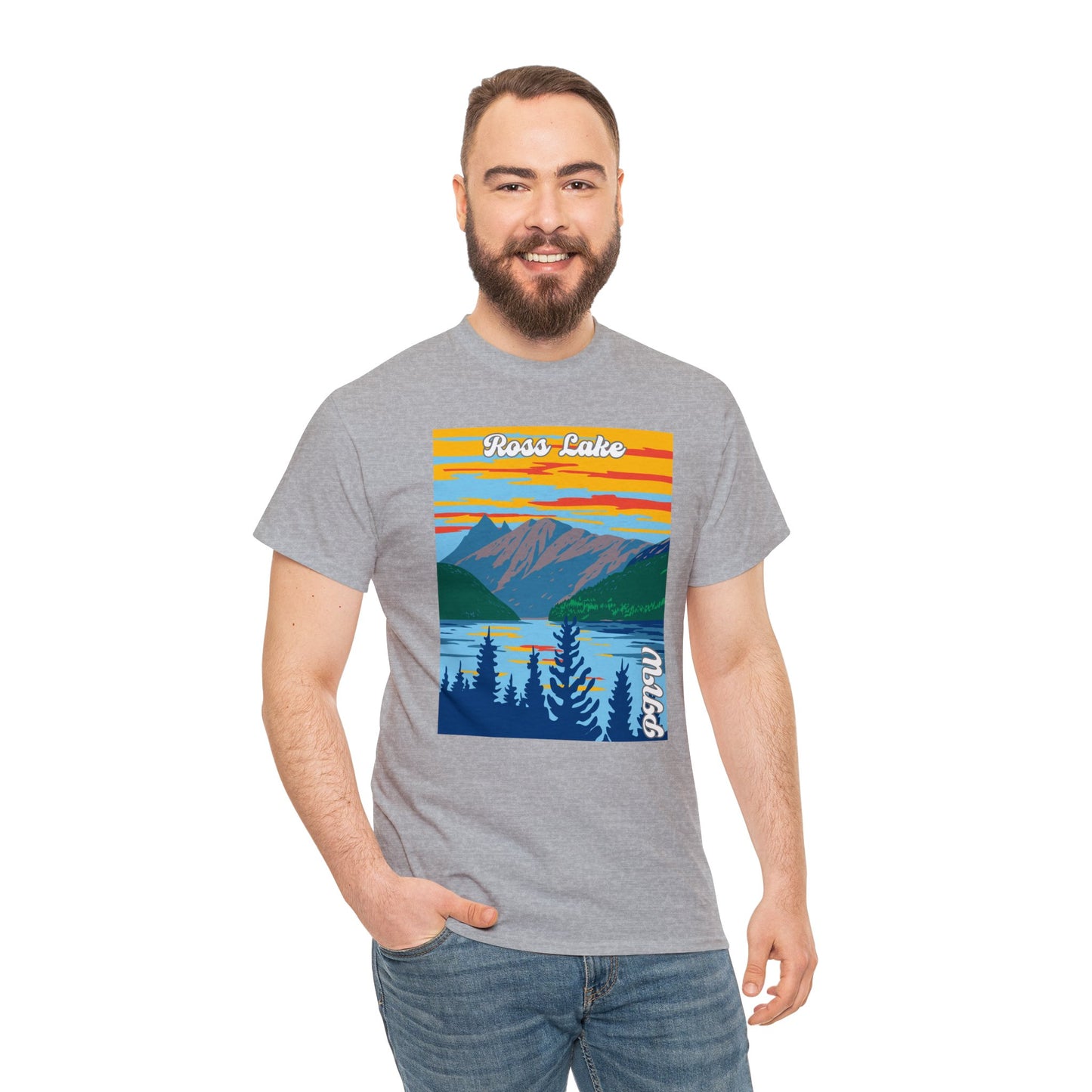 PNW Ross Lake T-Shirt - Unisex Heavy Cotton Tee - Bigfoot Bigheart Studio