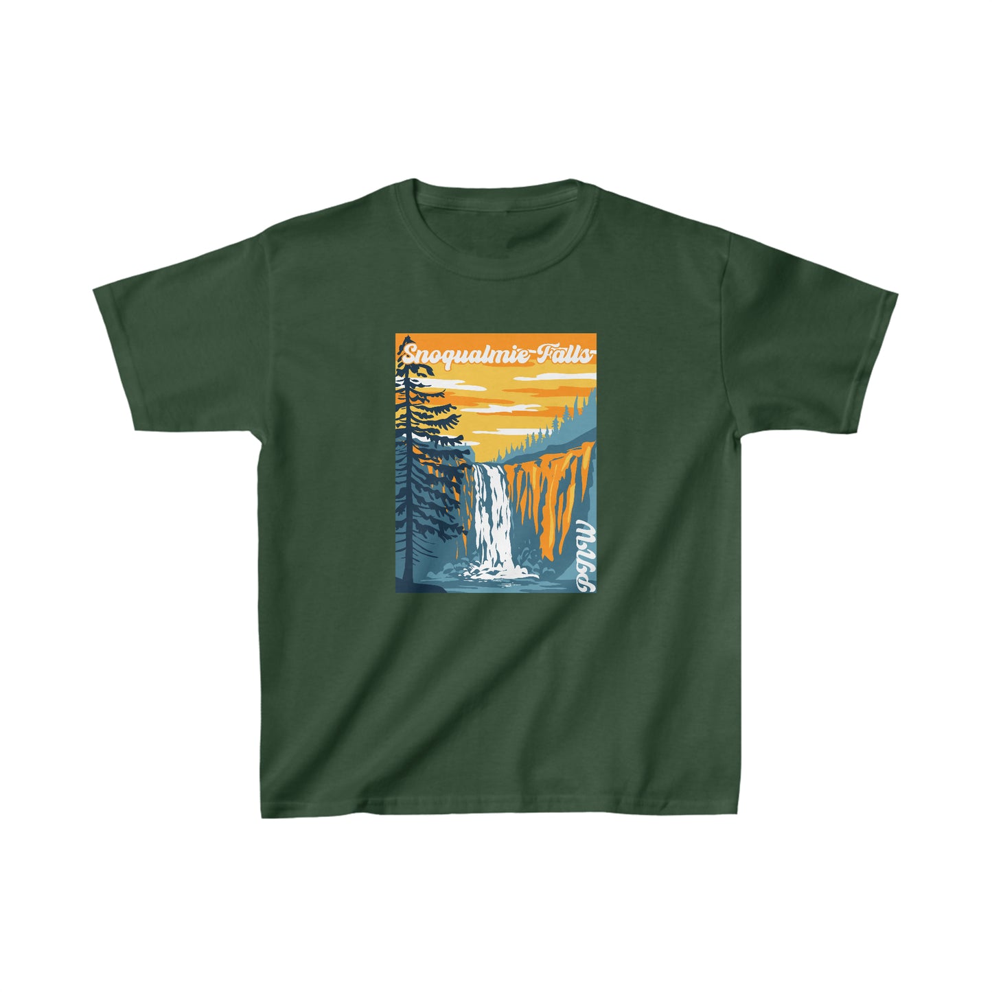 PNW Snoqualmie Falls Kids T-Shirt - Kids Heavy Cotton™ Tee - Bigfoot Bigheart Studio