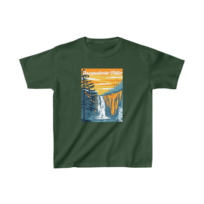 PNW Snoqualmie Falls Kids T-Shirt - Kids Heavy Cotton™ Tee - Bigfoot Bigheart Studio