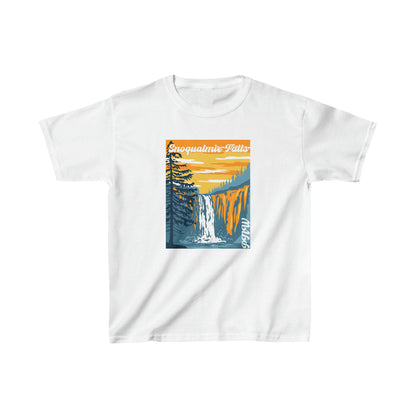 PNW Snoqualmie Falls Kids T-Shirt - Kids Heavy Cotton™ Tee - Bigfoot Bigheart Studio