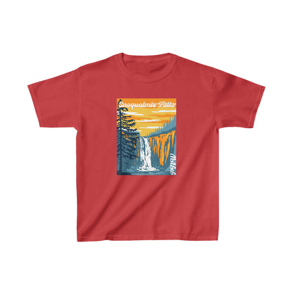 PNW Snoqualmie Falls Kids T-Shirt - Kids Heavy Cotton™ Tee - Bigfoot Bigheart Studio