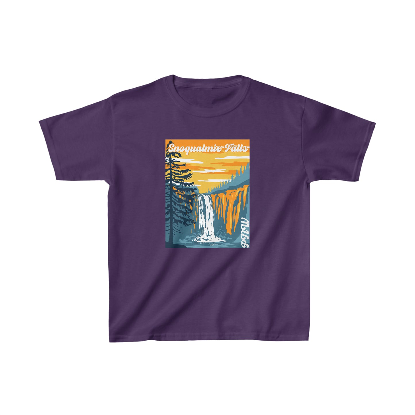 PNW Snoqualmie Falls Kids T-Shirt - Kids Heavy Cotton™ Tee - Bigfoot Bigheart Studio