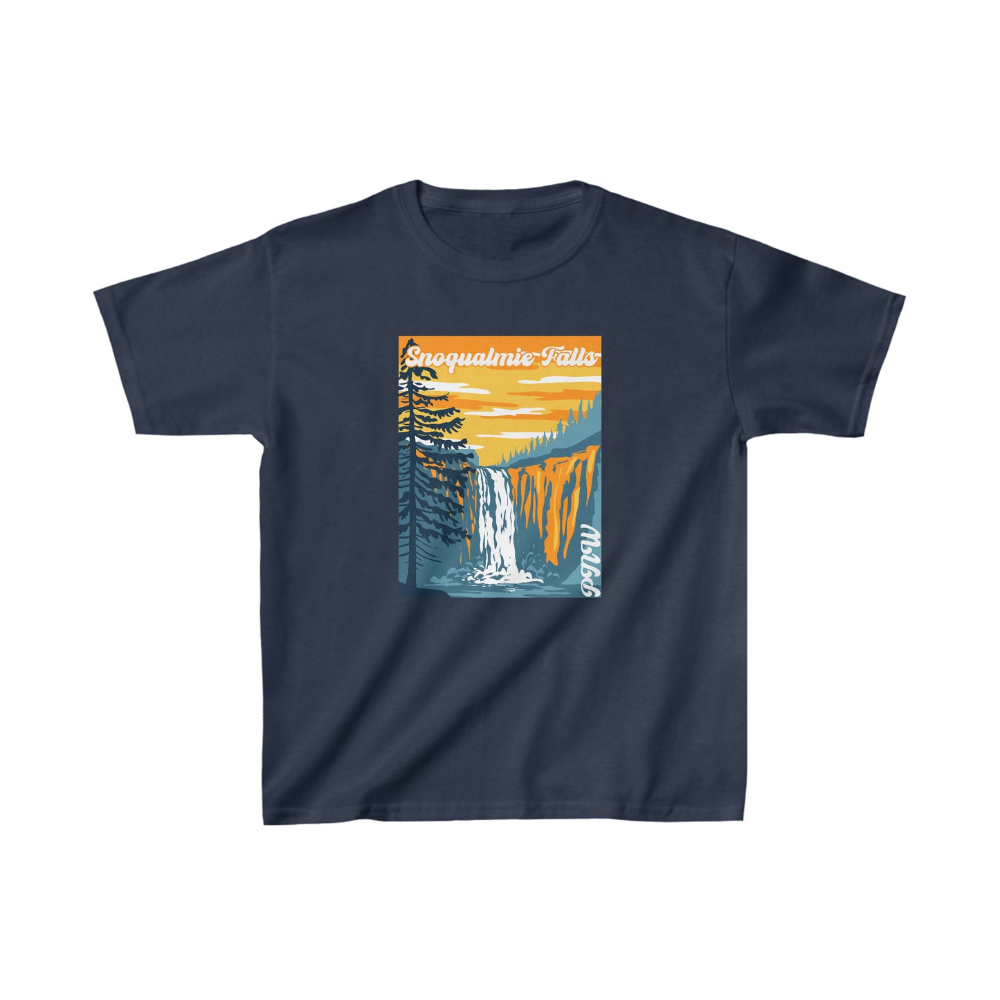 PNW Snoqualmie Falls Kids T-Shirt - Kids Heavy Cotton™ Tee - Bigfoot Bigheart Studio