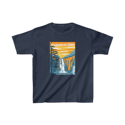 PNW Snoqualmie Falls Kids T-Shirt - Kids Heavy Cotton™ Tee - Bigfoot Bigheart Studio