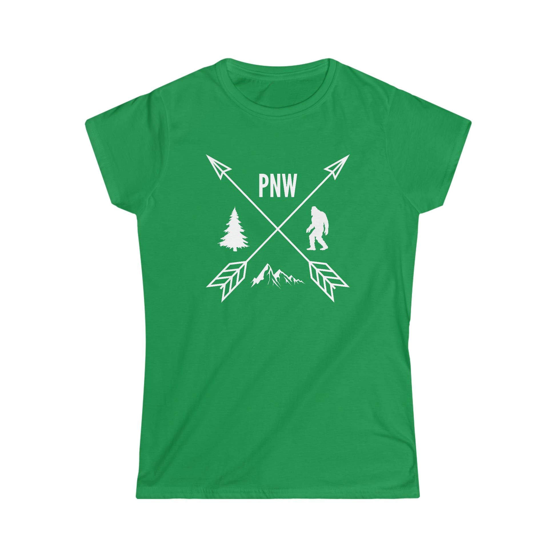 PNW Crossed Arrows - Women's Softstyle Tee - Bigfoot Bigheart Studio