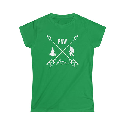 PNW Crossed Arrows - Women's Softstyle Tee - Bigfoot Bigheart Studio