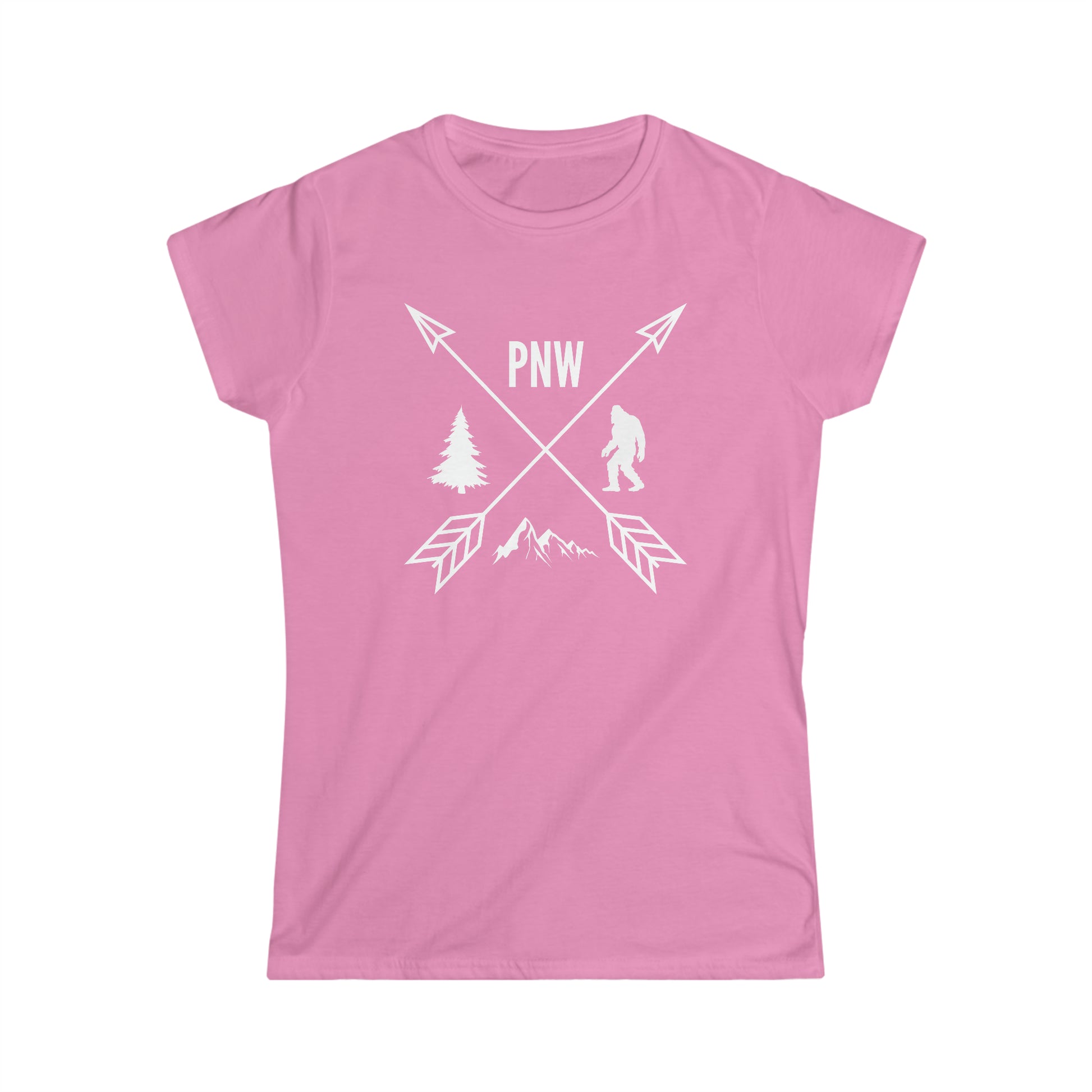 PNW Crossed Arrows - Women's Softstyle Tee - Bigfoot Bigheart Studio