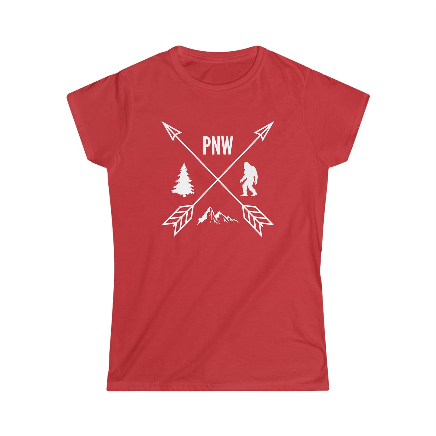 PNW Crossed Arrows - Women's Softstyle Tee - Bigfoot Bigheart Studio