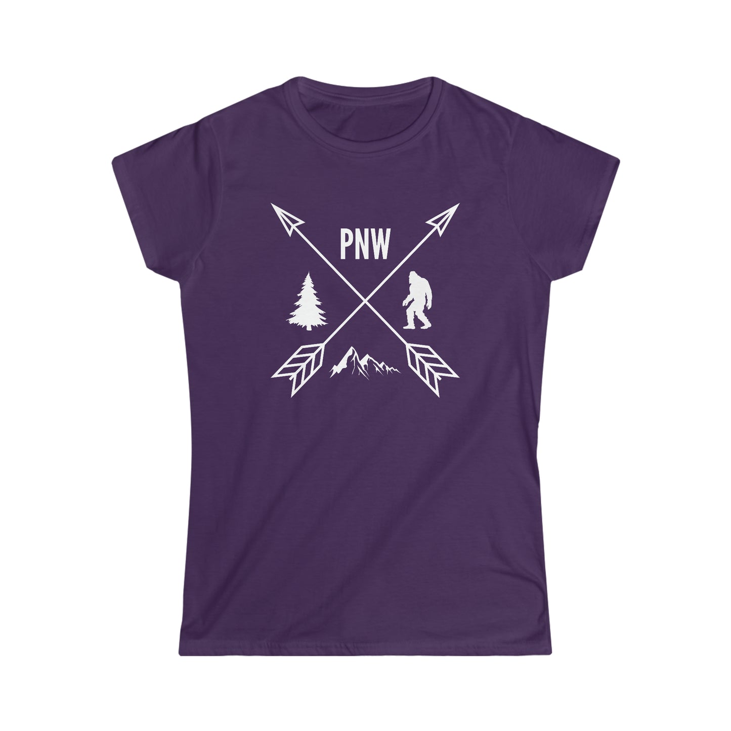 PNW Crossed Arrows - Women's Softstyle Tee - Bigfoot Bigheart Studio