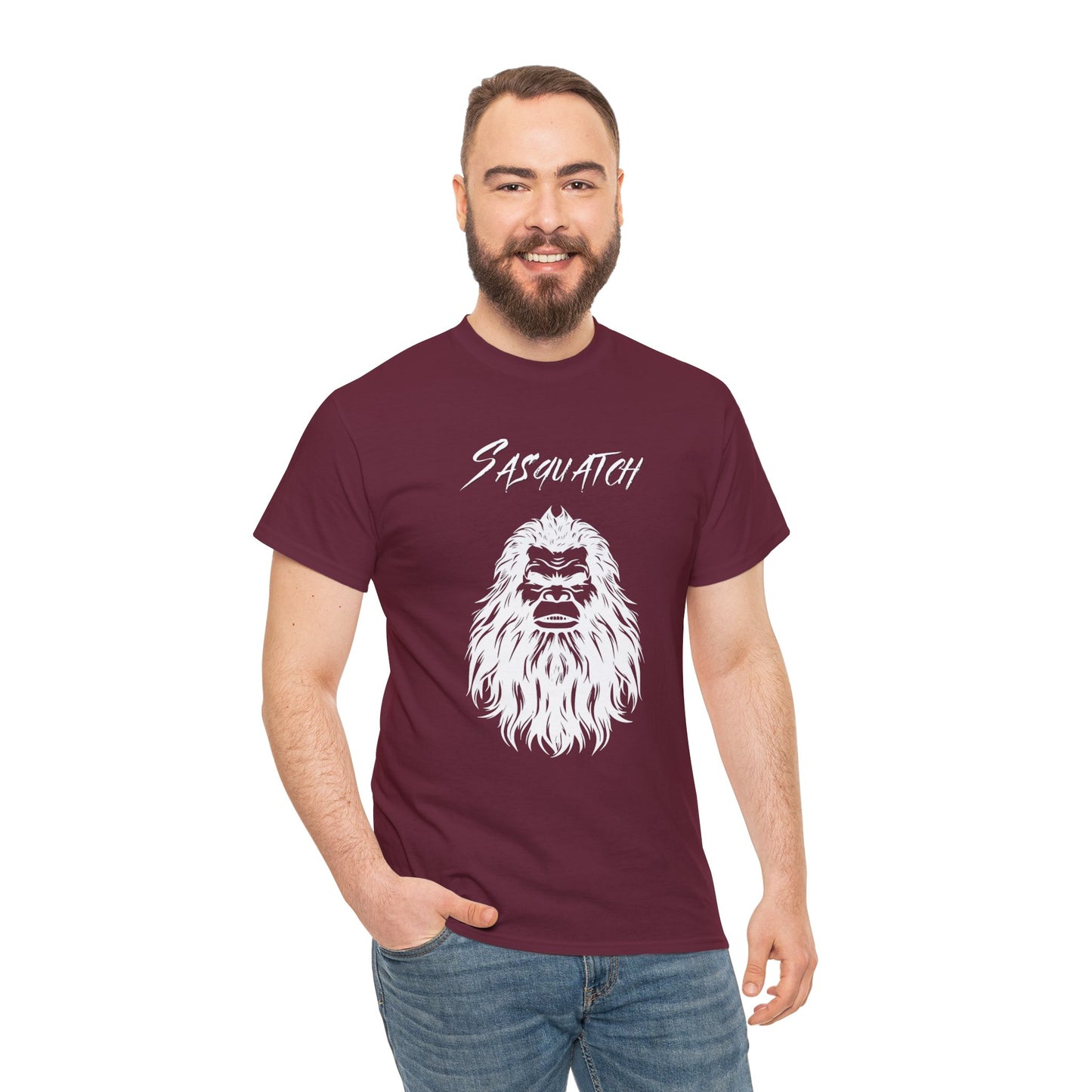 Sasquatch Selfie Adult T-Shirt - Unisex Heavy Cotton Tee