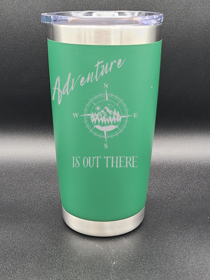 Adventure is out there - 20 Oz Coffee Cup - Water Tumbler - Bigfoot Bigheart Studio