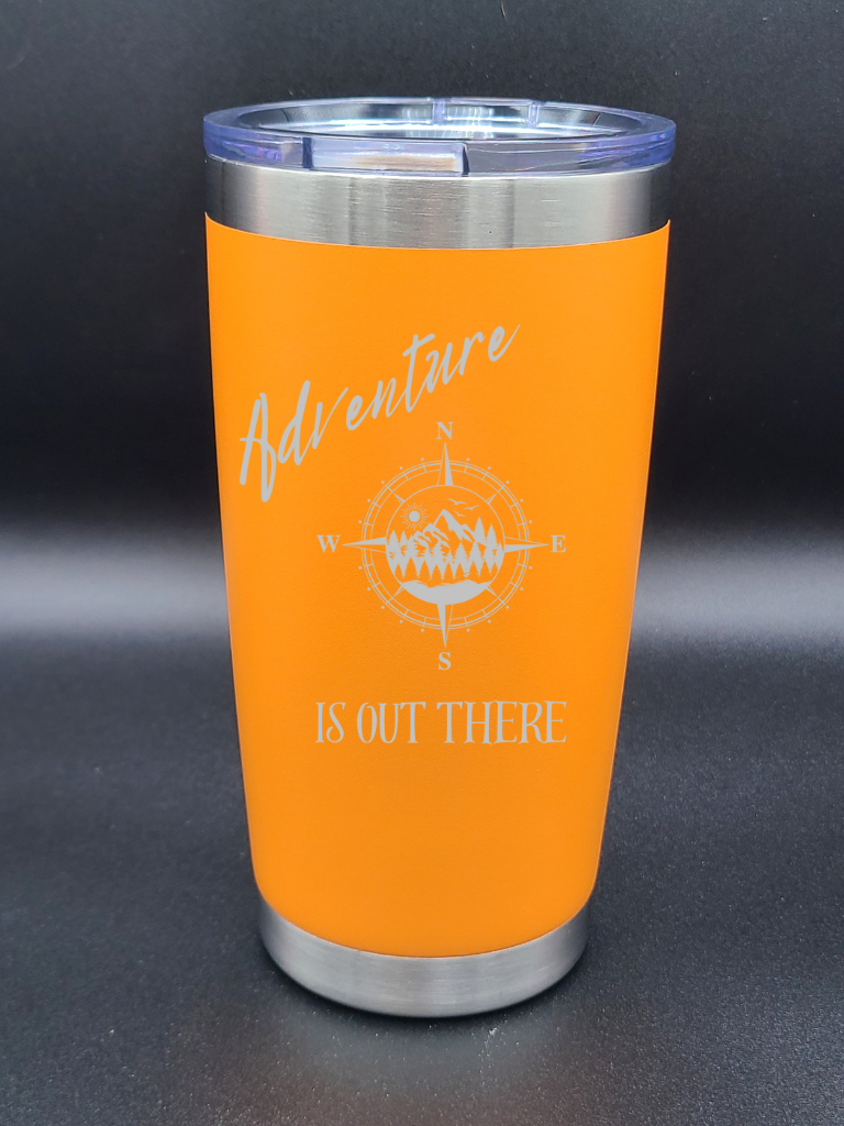 Adventure is out there - 20 Oz Coffee Cup - Water Tumbler  Bigfoot  Bigheart Studio