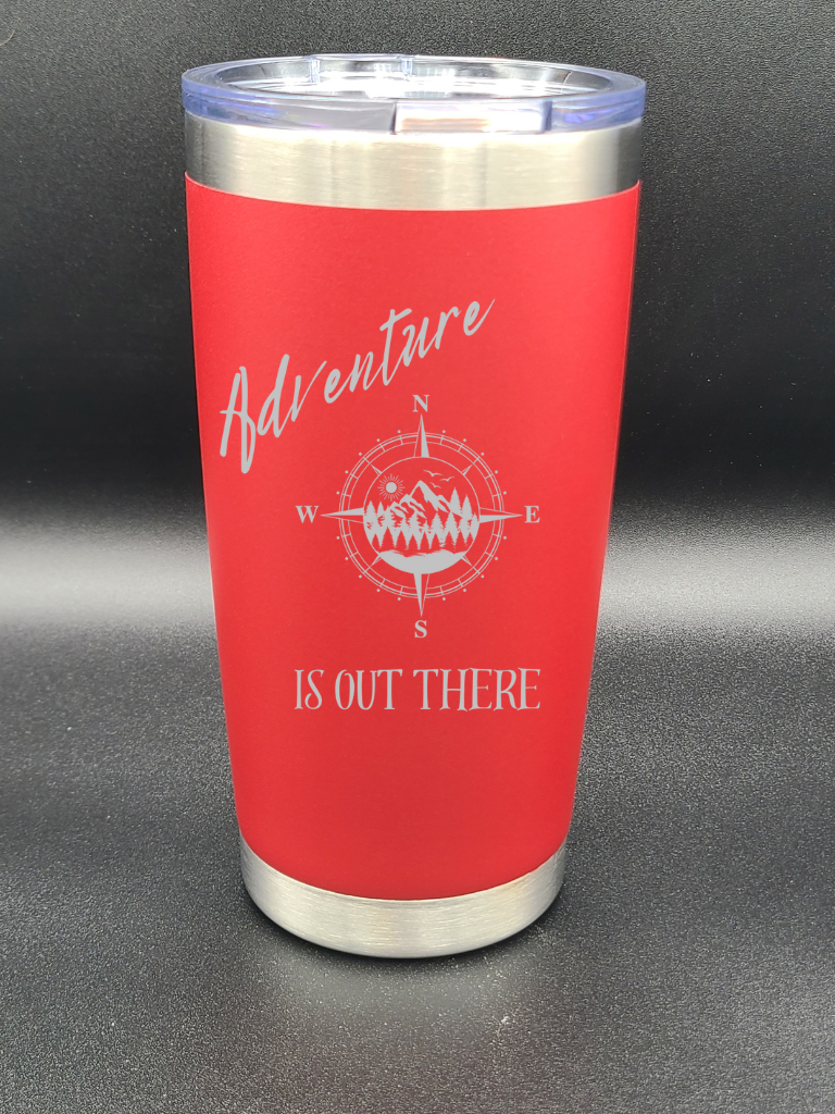 Adventure is out there - 20 Oz Coffee Cup - Water Tumbler  Bigfoot  Bigheart Studio