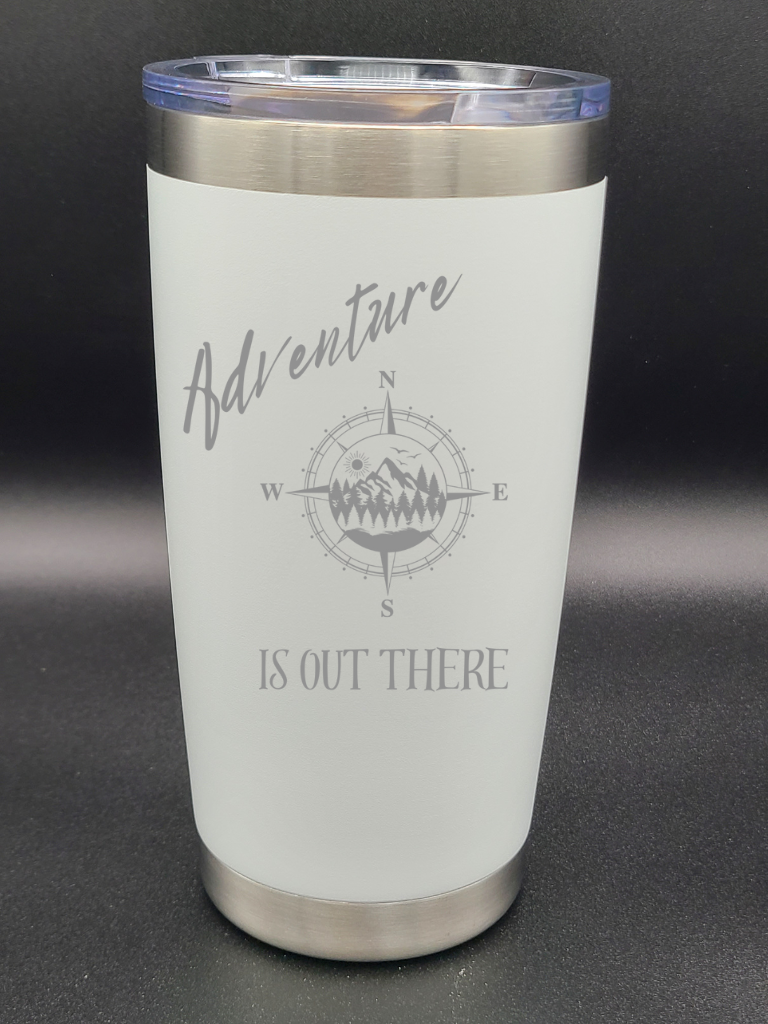 Adventure is out there - 20 Oz Coffee Cup - Water Tumbler  Bigfoot  Bigheart Studio