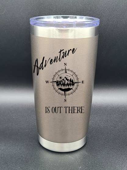 Adventure is out there - 20 Oz Coffee Cup - Water Tumbler - Bigfoot Bigheart Studio