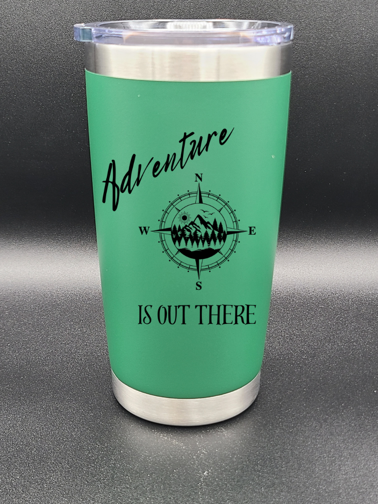 Adventure is out there - 20 Oz Coffee Cup - Water Tumbler - Bigfoot Bigheart Studio