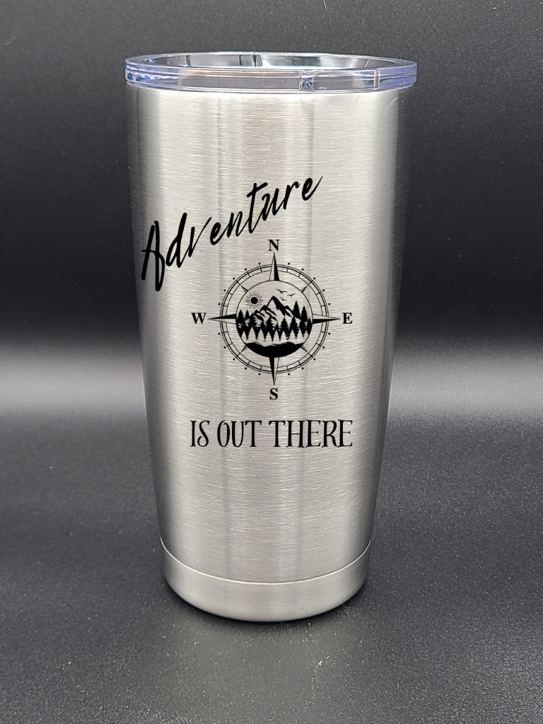 Adventure is out there - 20 Oz Coffee Cup - Water Tumbler - Bigfoot Bigheart Studio