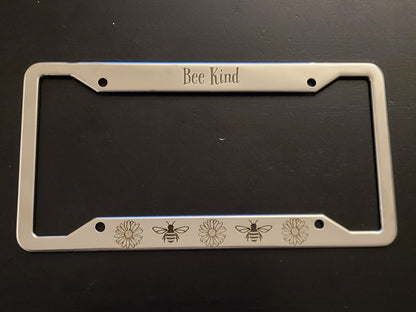 Bee Kind  - Stainless Steel License Plate Frame - Bigfoot Bigheart Studio