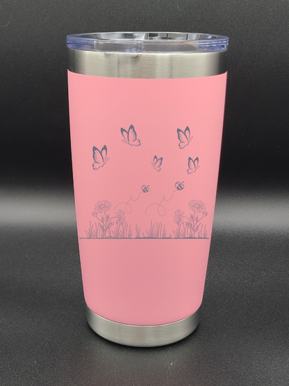 Butterflies and Bees - Customizable - 20 Oz Coffee Cup - Water Tumbler