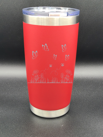 Butterflies and Bees - Customizable - 20 Oz Coffee Cup - Water Tumbler