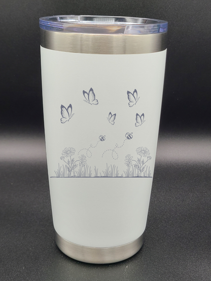 Butterflies and Bees - Customizable - 20 Oz Coffee Cup - Water Tumbler