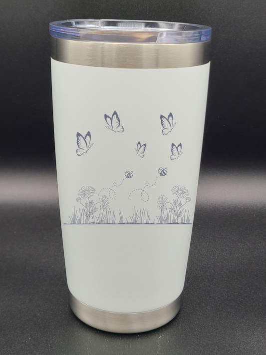 Butterflies and Bees - Customizable - 20 Oz Coffee Cup - Water Tumbler