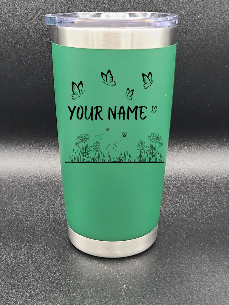 Butterflies and Bees - Customizable - 20 Oz Coffee Cup - Water Tumbler - Bigfoot Bigheart Studio