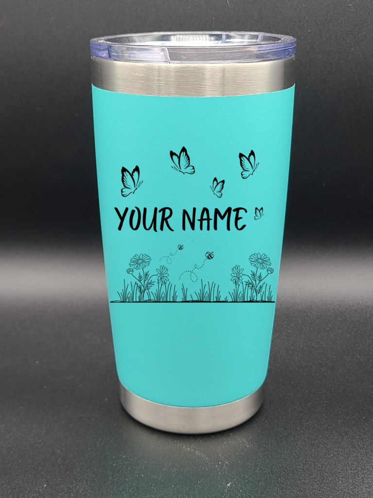 Butterflies and Bees - Customizable - 20 Oz Coffee Cup - Water Tumbler - Bigfoot Bigheart Studio