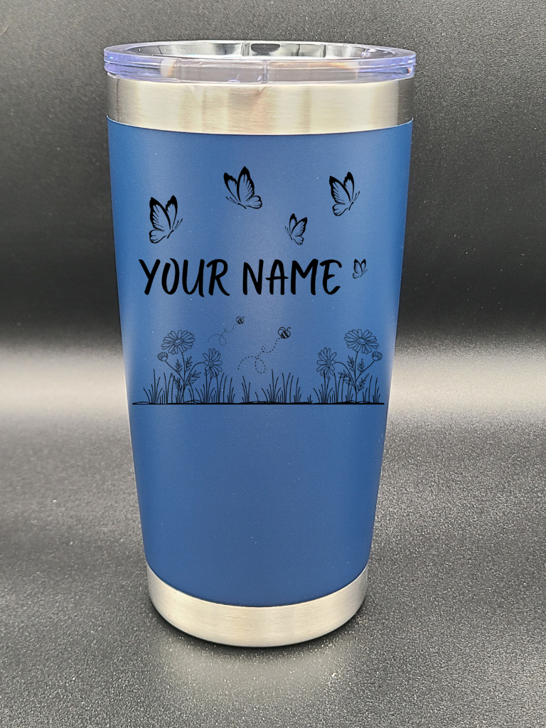 Butterflies and Bees - Customizable - 20 Oz Coffee Cup - Water Tumbler - Bigfoot Bigheart Studio