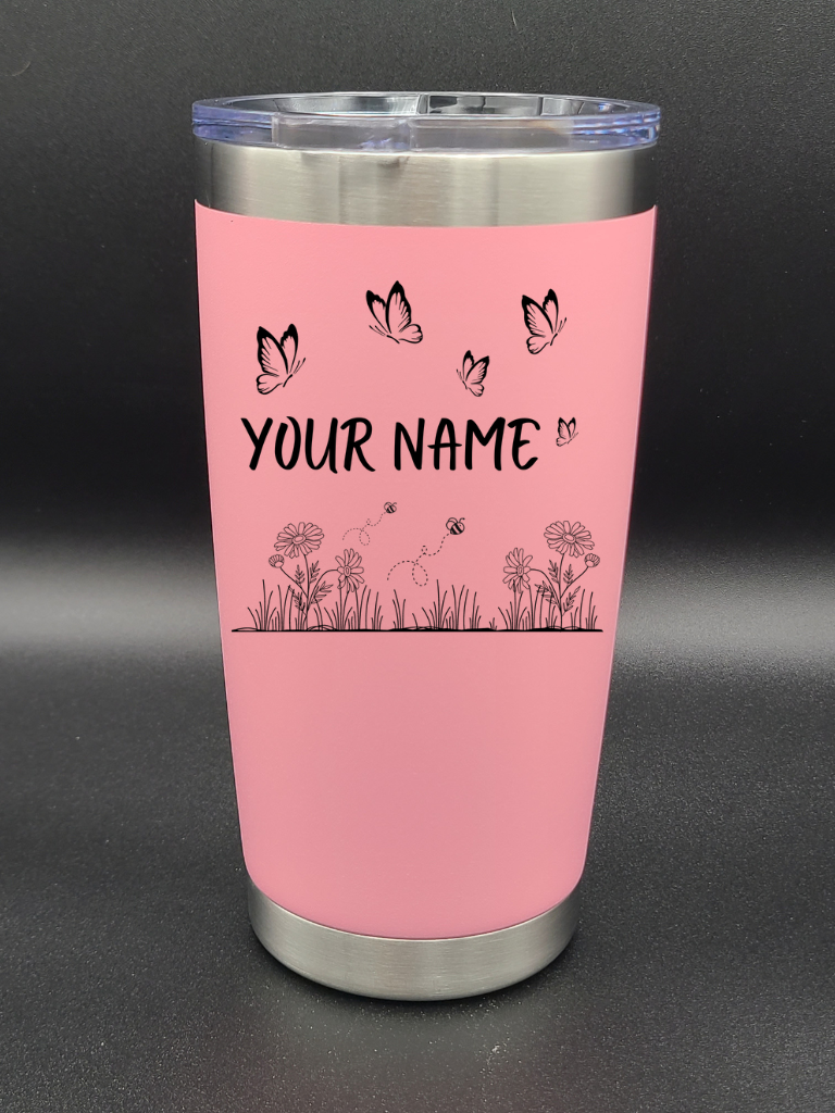 Butterflies and Bees - Customizable - 20 Oz Coffee Cup - Water Tumbler - Bigfoot Bigheart Studio