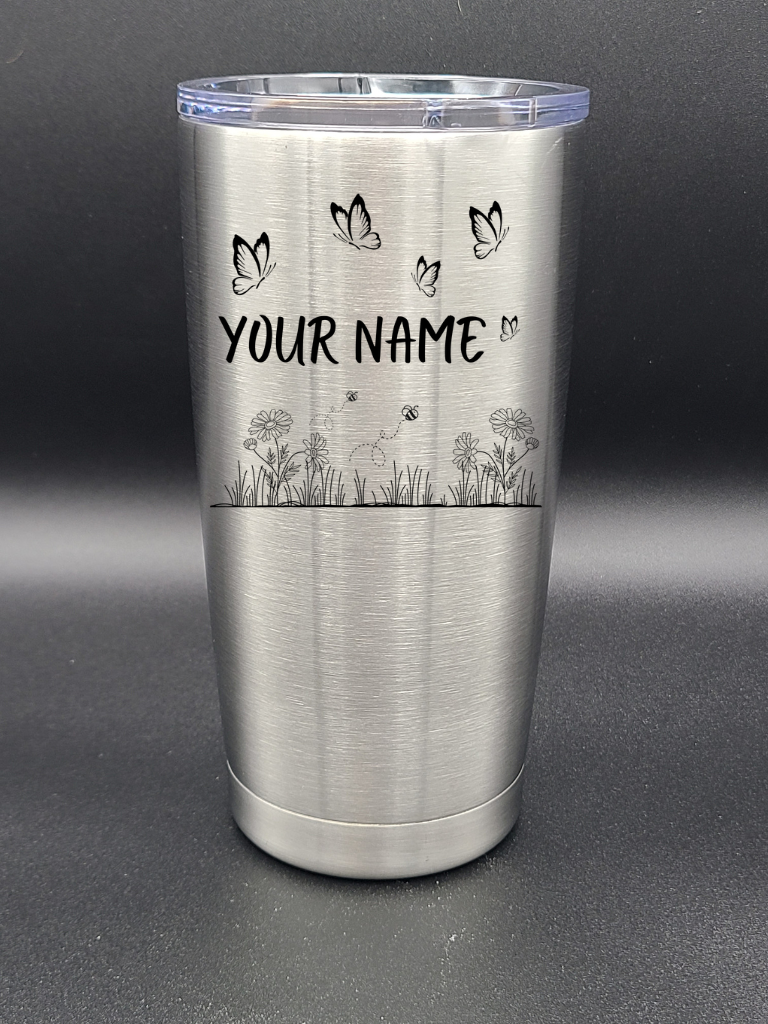 Butterflies and Bees - Customizable - 20 Oz Coffee Cup - Water Tumbler - Bigfoot Bigheart Studio