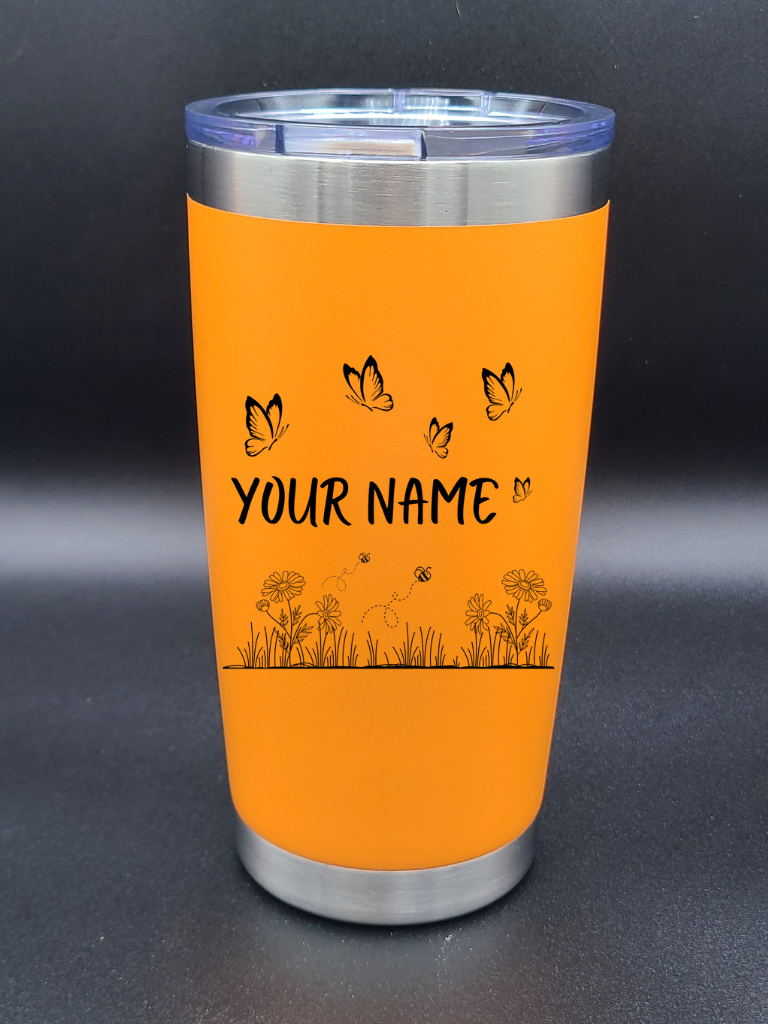 Butterflies and Bees - Customizable - 20 Oz Coffee Cup - Water Tumbler - Bigfoot Bigheart Studio