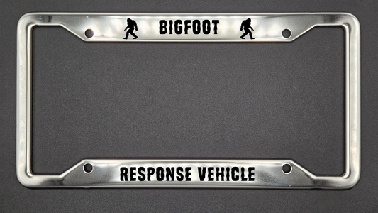 Bigfoot Response Vehicle - Stainless Steel License Plate Frame - Bigfoot Bigheart Studio