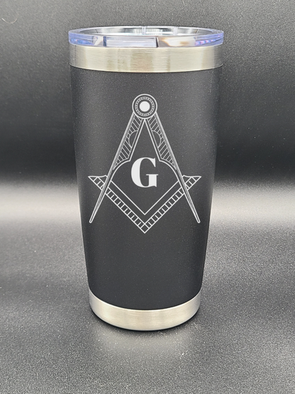 Freemason Square and Compass - 20 Oz Coffee Cup - Water Tumbler - Bigfoot Bigheart Studio