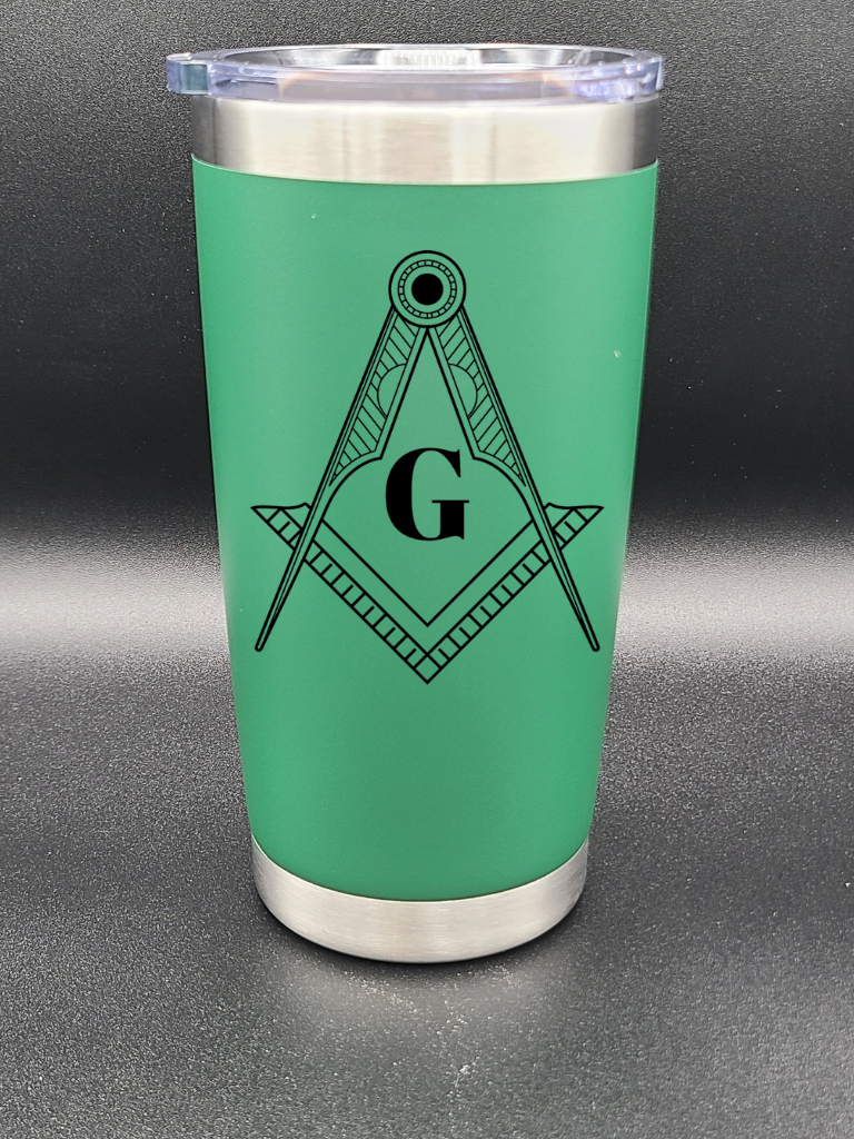 Freemason Square and Compass - 20 Oz Coffee Cup - Water Tumbler - Bigfoot Bigheart Studio