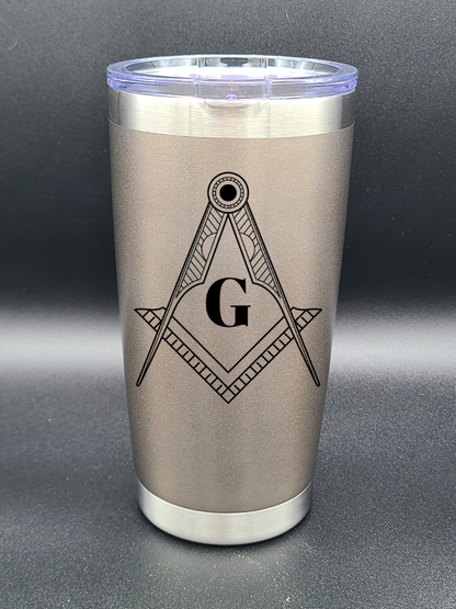 Freemason Square and Compass - 20 Oz Coffee Cup - Water Tumbler - Bigfoot Bigheart Studio