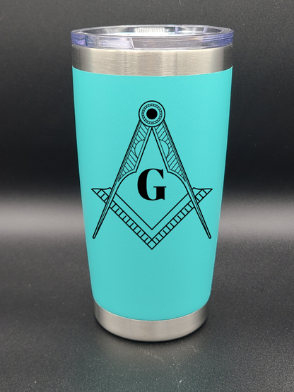 Freemason Square and Compass - 20 Oz Coffee Cup - Water Tumbler - Bigfoot Bigheart Studio