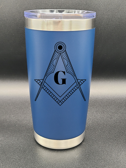 Freemason Square and Compass - 20 Oz Coffee Cup - Water Tumbler - Bigfoot Bigheart Studio