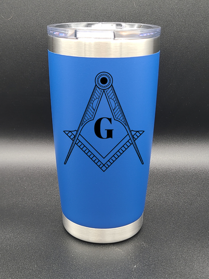 Freemason Square and Compass - 20 Oz Coffee Cup - Water Tumbler - Bigfoot Bigheart Studio