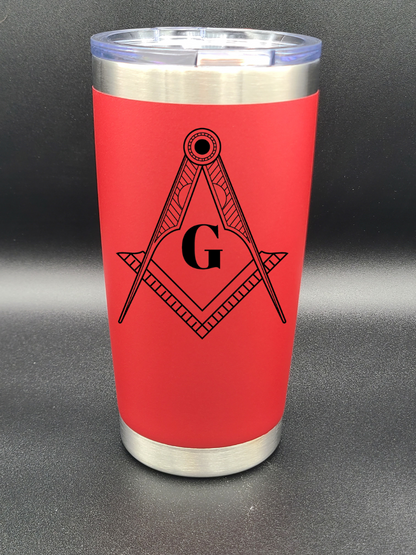 Freemason Square and Compass - 20 Oz Coffee Cup - Water Tumbler - Bigfoot Bigheart Studio