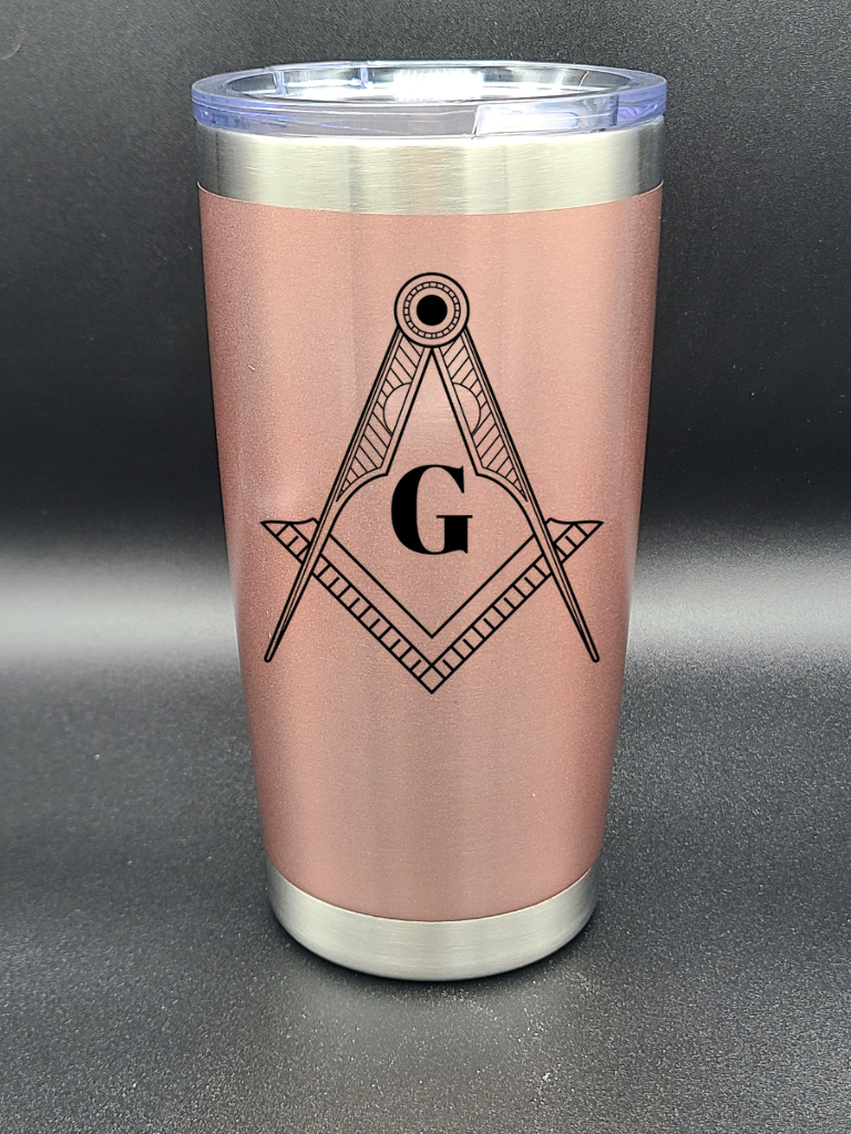 Freemason Square and Compass - 20 Oz Coffee Cup - Water Tumbler - Bigfoot Bigheart Studio