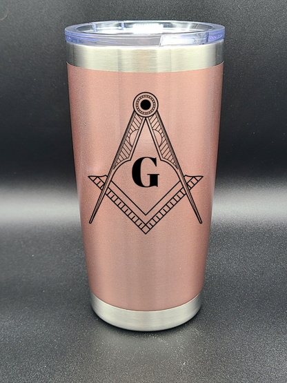 Freemason Square and Compass - 20 Oz Coffee Cup - Water Tumbler - Bigfoot Bigheart Studio