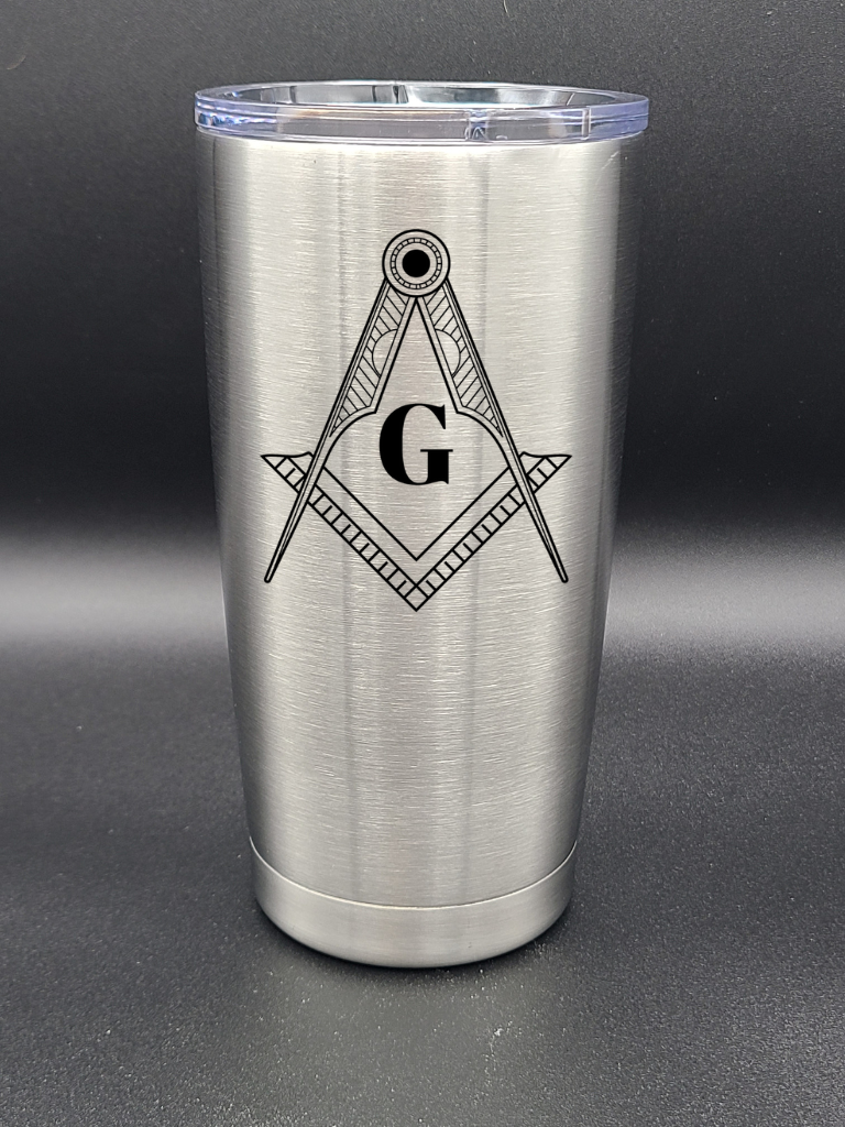 Freemason Square and Compass - 20 Oz Coffee Cup - Water Tumbler - Bigfoot Bigheart Studio