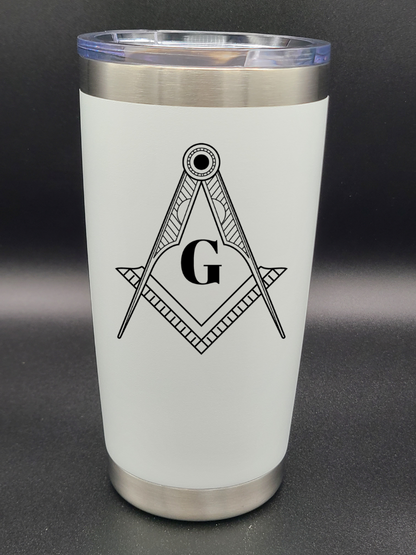 Freemason Square and Compass - 20 Oz Coffee Cup - Water Tumbler - Bigfoot Bigheart Studio