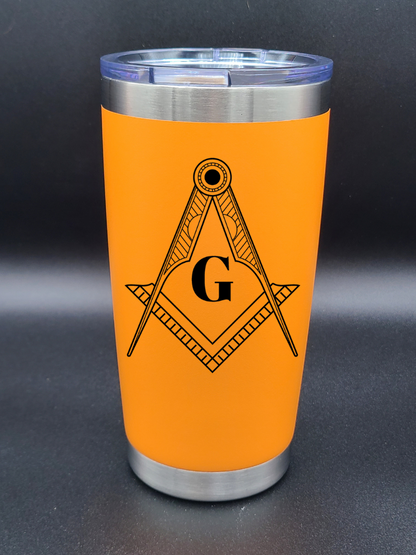 Freemason Square and Compass - 20 Oz Coffee Cup - Water Tumbler - Bigfoot Bigheart Studio