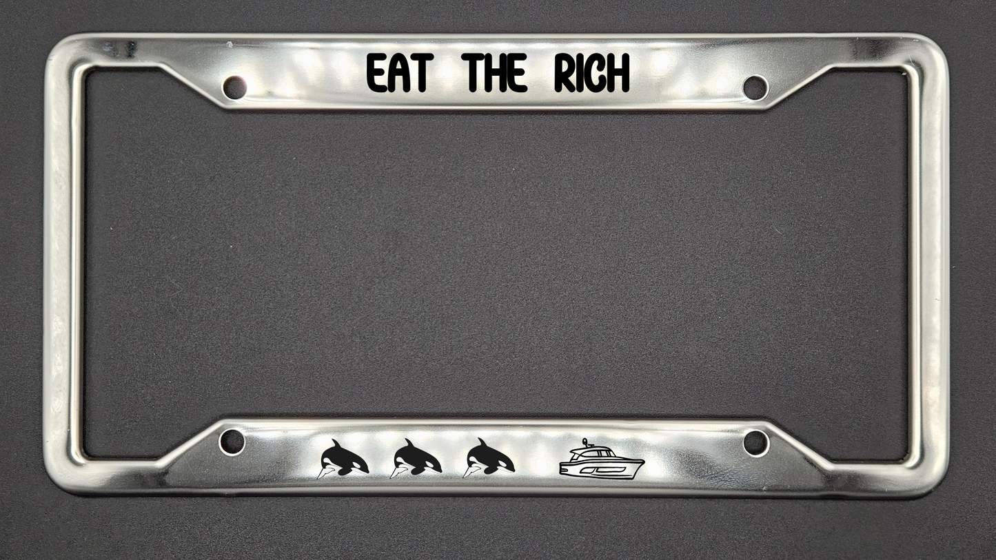 Hungry Orcas - Metal License Plate Frame