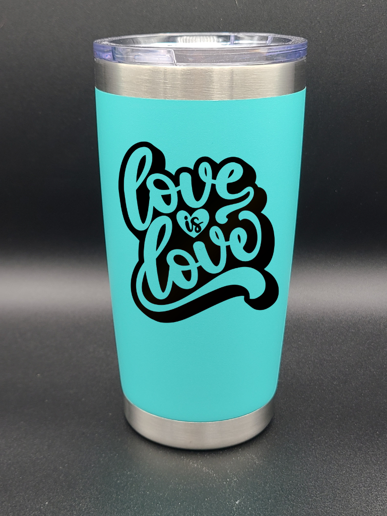 Love is Love - 20 Oz Coffee Cup - Water Tumbler - Bigfoot Bigheart Studio