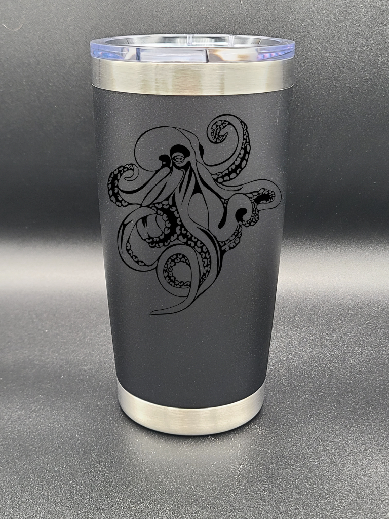 Octopus - 20 Oz Coffee Cup - Water Tumbler - Bigfoot Bigheart Studio