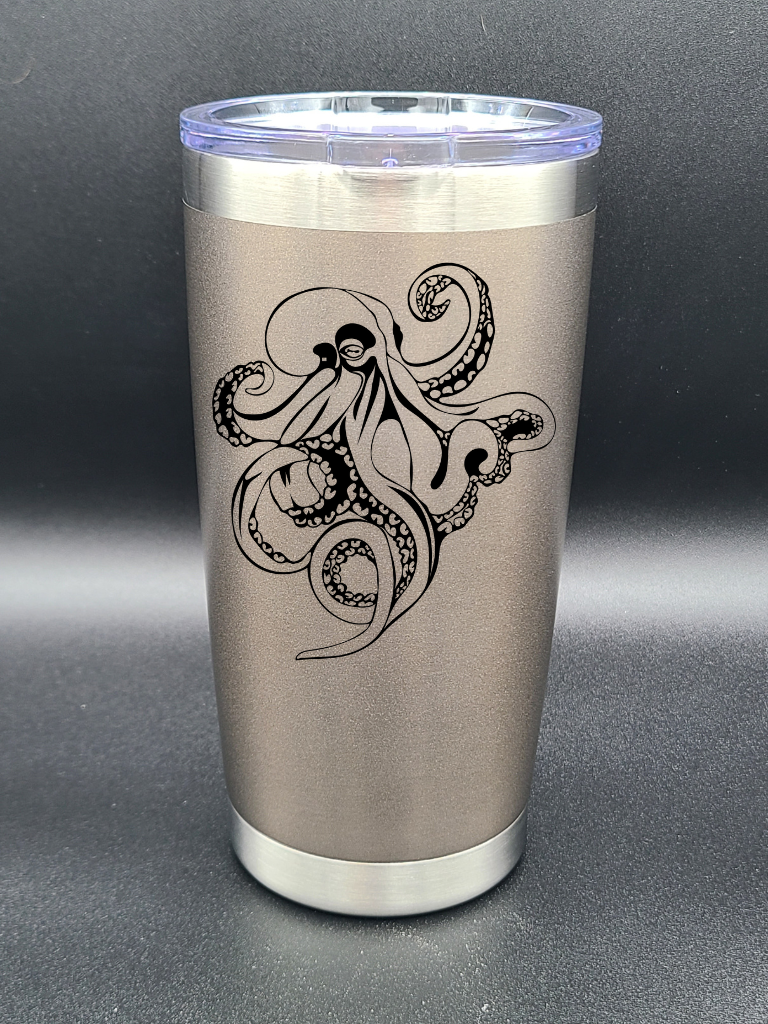 Octopus - 20 Oz Coffee Cup - Water Tumbler - Bigfoot Bigheart Studio