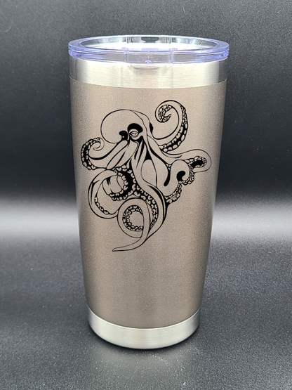 Octopus - 20 Oz Coffee Cup - Water Tumbler - Bigfoot Bigheart Studio